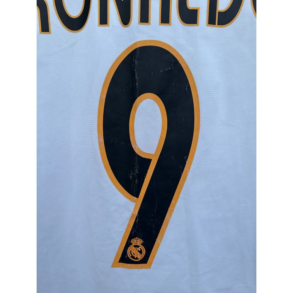 Adidas Real Madrid 2003-2004 Ronaldo #9 Soccer Jersey Men XL White Rare Fan Wear - Picture 9 of 11